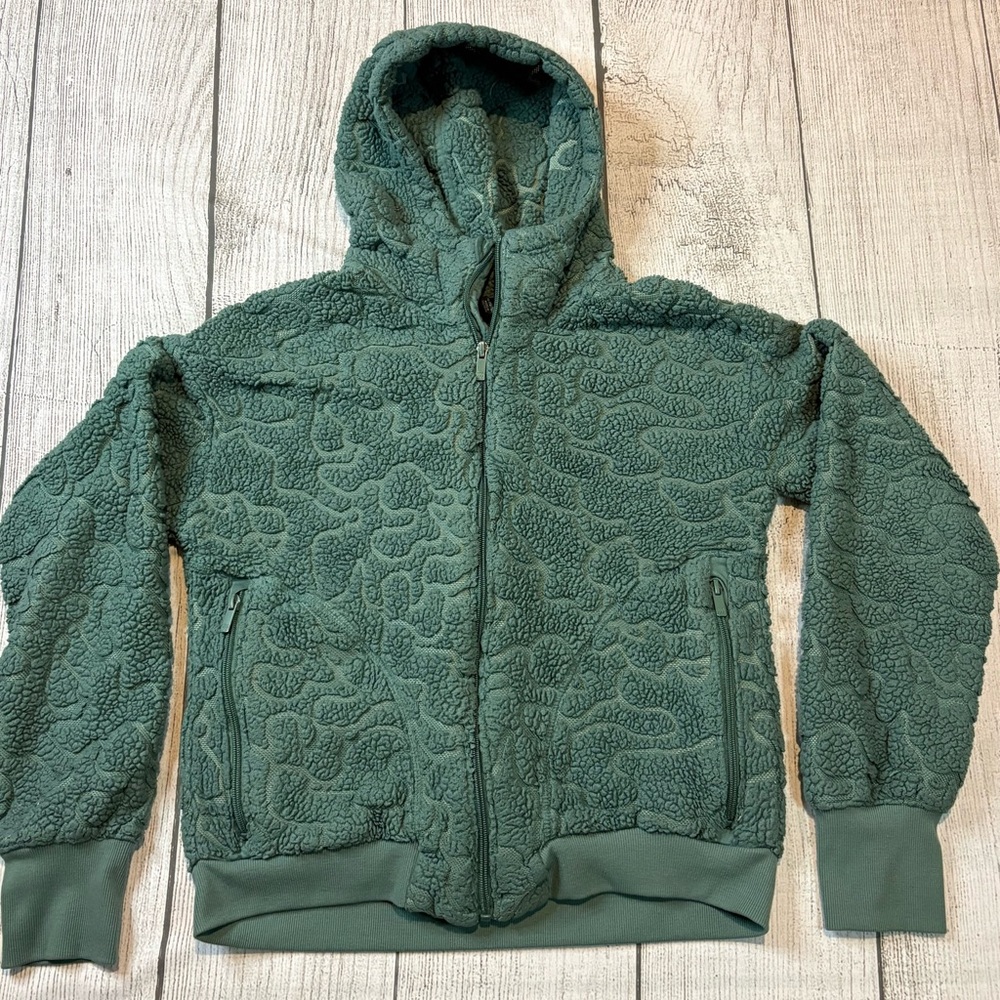 All in Motion Girls Hooded Textured Green Sherpa Jacket Size XL 14/16
